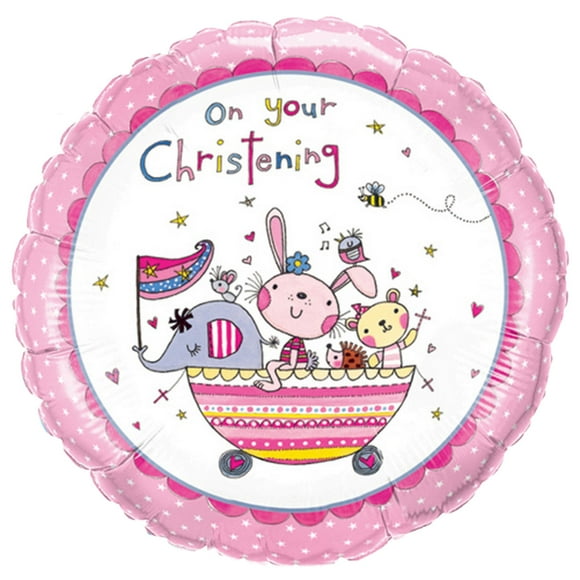 Qualatex Ballon en Feuille Circulaire de 18 Pouces « On Your Bristening Animal Boat »