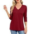thumbnail image 5 of Mittory 3/4 Length Sleeve Womens Tops Casual V-Neck Ladies Shirts Summer Elbow Length Printed,Plain t Shirts Outfits, 5 of 8