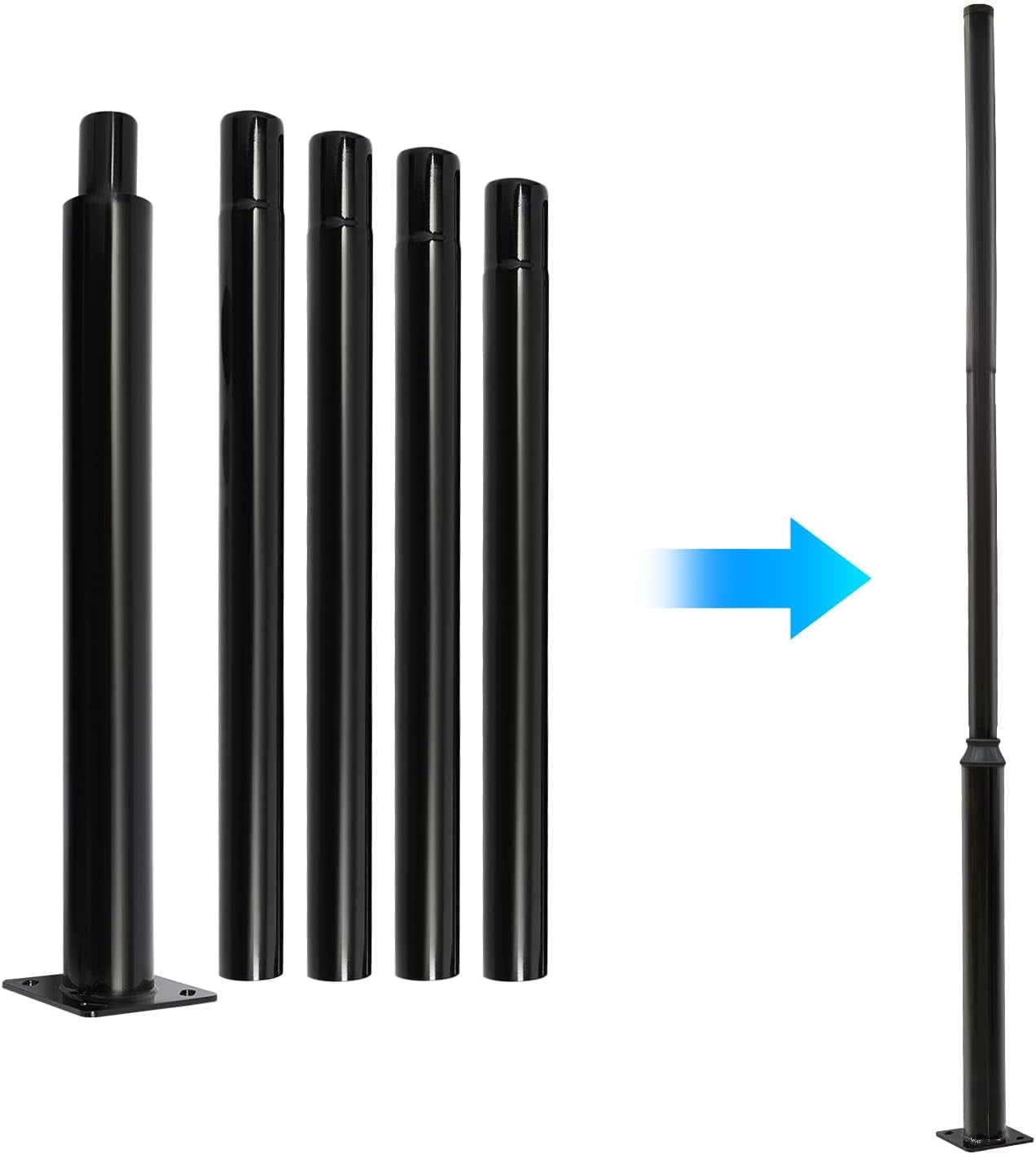 16 Ft Outdoor Lamp Post, Heavy-Duty Metal Street Light Pole Outdoor Galvanized Lamp Post for Street Courtyard Parking Lot Outdoors, Easy Installation