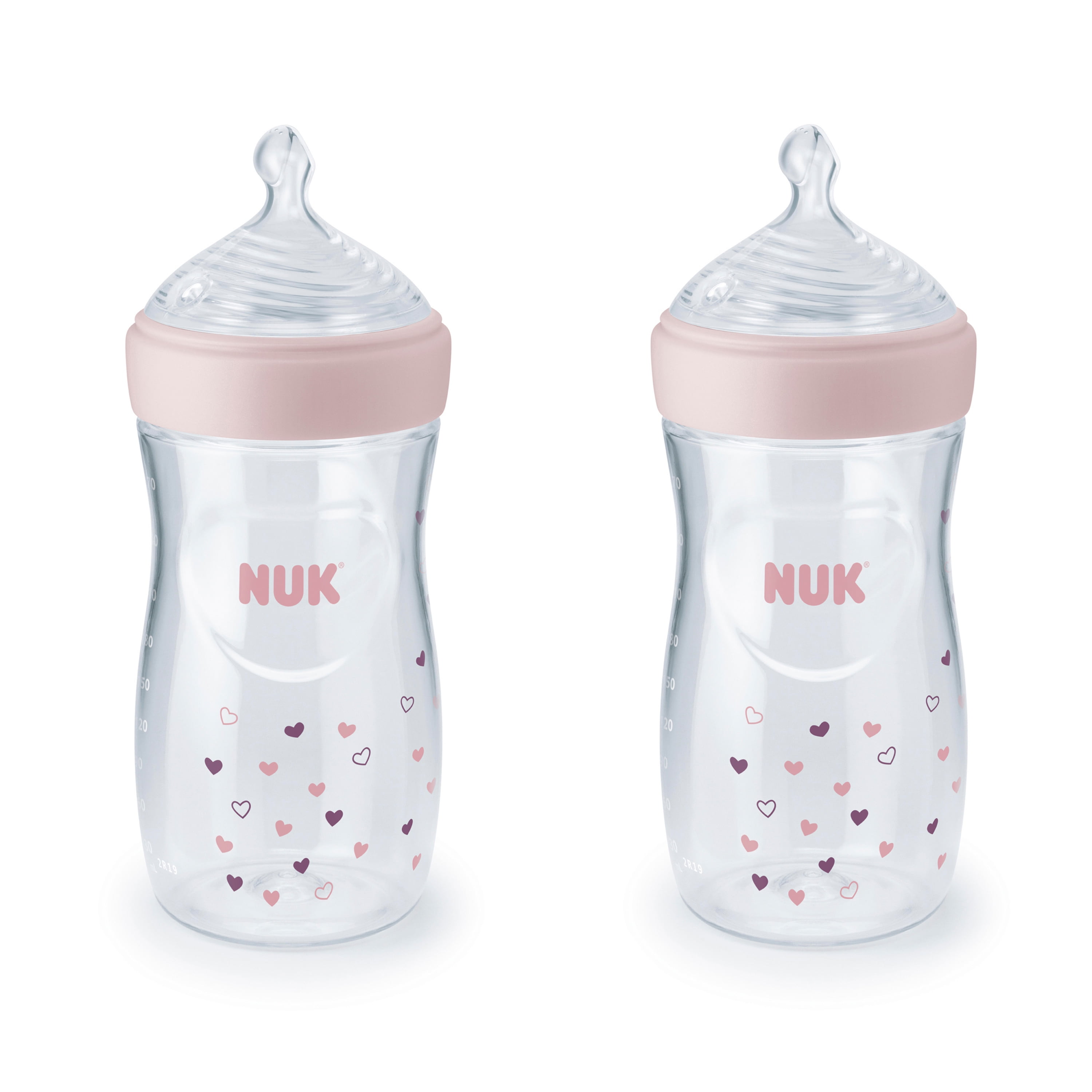 NUK Simply Natural Baby Bottles, 9 oz, 2-Pack, Girl ...