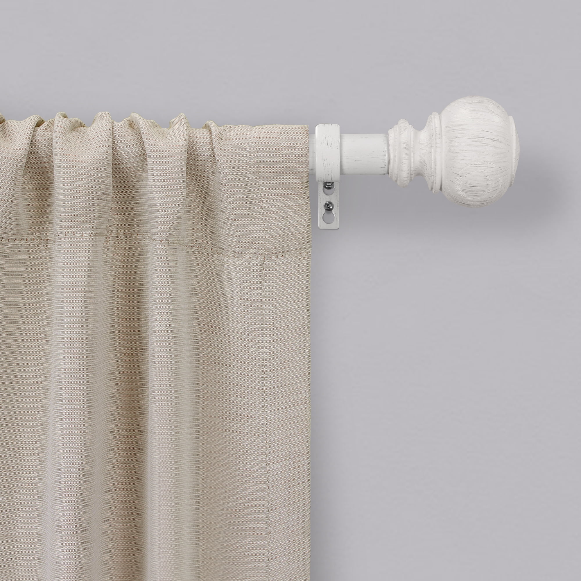 Better Homes & Gardens 1 in. Whitewashed wood Poly Single Curtain Rod, 42-120"