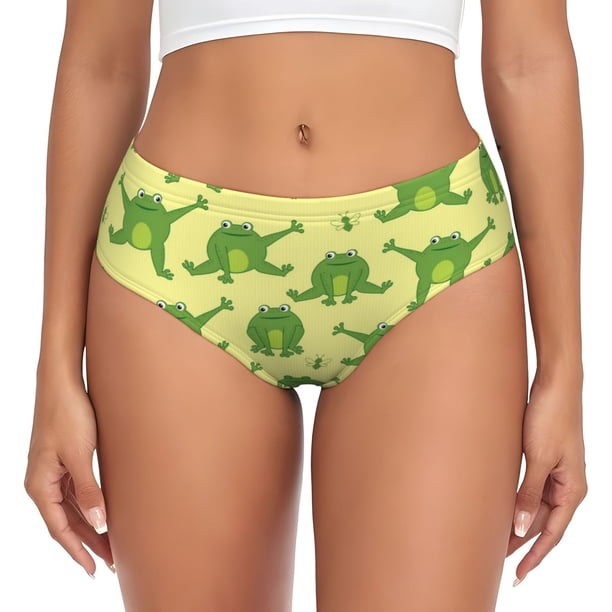 Fotbe Funny Frogs Calzones Estampados para Mujer – Ropa Interior de Algodón, Cómoda, Suave y Elástica-X-Small