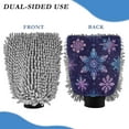 thumbnail image 2 of Microfiber Car Wash Gloves With Chenille & Polyester Terry Scratch-Free Cleaning Elastic Cuffs Blue Purple Snowflake, 2 of 8