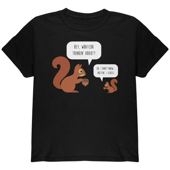 Autumn Squirrel Nut Pun Youth T Shirt Black YXL