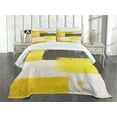thumbnail image 3 of Ambesonne Abstract Quilted Bedspread Set 3 Pcs, Grunge Brushstrokes, Queen Size, Grey Yellow, 3 of 5