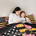 thumbnail image 4 of Erosebridal Teens Baseball Gamer Ice Cream Drip Full Size Comforter Sets 3 Pieces,USA Flag Waffle Bedding Sets for Kids Boys Girls,Black Reversible,Lightweight Room Decor, 4 of 6