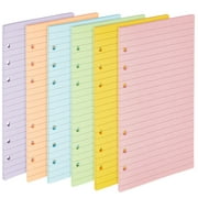 6-Pack Colored A6 Lined Binder Paper (240 Sheets/480 Pages), 6 Ring Hole Punch Blank Loose Leaf Ruled Refill Inserts for Planner, Journal, Notebooks, Budget Organizer
