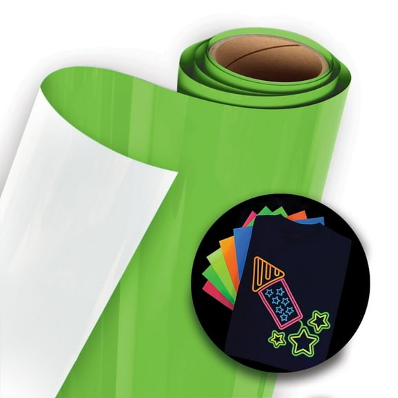 Siser Easy Glow Heat Transfer Vinyl, 12" x 1yd Roll Neon Green - Compatible with Siser Romeo/Juliet & Other Professional or Craft Cutters Glow in The Dark HTV - CPSIA Certified