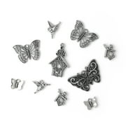 Cousin DIY Metal Butterfly Pendant Charms, 10 Pc, Silver Finish, Unisex, Adult