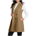thumbnail image 3 of Woolen Long Vest Jacket for Women Sleeveless Tweed Blazer Waistcoat Fall Business Casual Jackets Cardigan Outerwear, 3 of 8