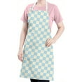 thumbnail image 5 of Light Blue and Cream Checkered Pattern Apron-Garden Aprons for Women with Pockets-Cotton Linen Waterproof Kitchen Cooking Gardening Aprons Adjustable for Kitchen,Cooking,BBQ and Salon 33x27 Inch, 5 of 7