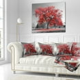 thumbnail image 3 of Designart Big Red Tree on Foggy Day - Landscape Printed Throw Pillow - 18x18, 3 of 5