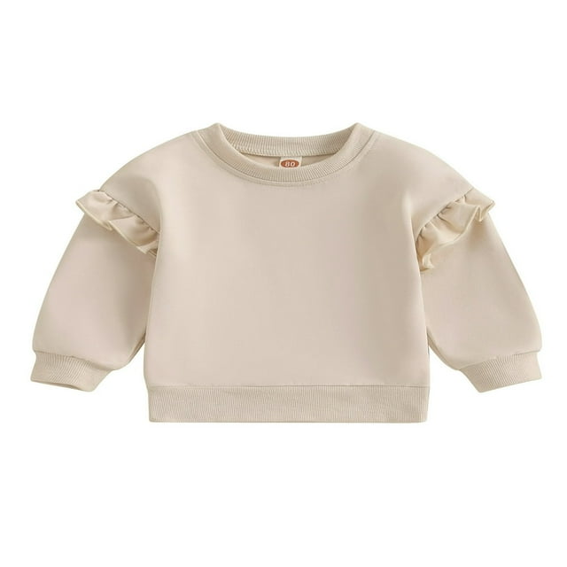 Chandails Décontractés à Col Rond pour Tout-Petites Filles, Volants, Manches Longues, Pulls, Hauts, Chemise
