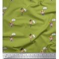 thumbnail image 1 of Soimoi Green Poly Georgette Fabric Women & Umbrella Fashion Print Fabric by the Yard 42 Inch Wide, 1 of 3
