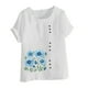 thumbnail image 4 of Túnica de Manga Corta Tops para las Mujeres Océano Pescado Impreso Blusa, Ropa Casual Ver Botón Arriba Camiseta, 4 of 4