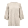thumbnail image 4 of Crewneck Sweatshirts for Women, Loose Long Sleeve Knit Sweaters Women Chic Tops Fall Outfits Fashion Clothing Solid Color Basic Tops Vintage Sweater Chunky Sweater Lightweight,Beige,L, 4 of 4