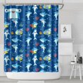 thumbnail image 5 of Cartoon Shark Explorers Curtain 72x84 Inches, Waterproof Polyester with Hook Set, Cute and Playful Marine Theme for Boys and Girls Fun Bath or Coastal Style, 5 of 5