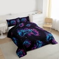 thumbnail image 4 of Homewish Teens Futuristic Gamepad Bedding Comforter Set, Game Console Lover Twin Comforter Sets, Cartoon Game Player Reversible Bedding Set, Black Blue Lightweight Room Decor, 2pcs, 4 of 9