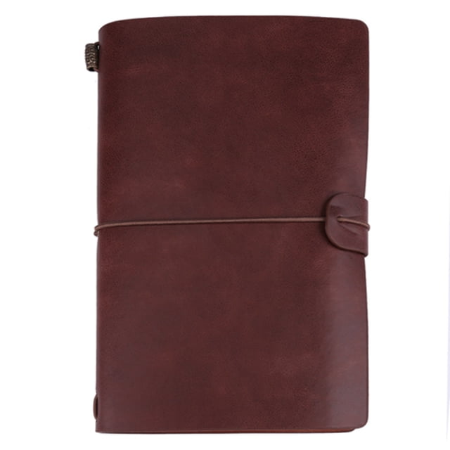 Cuaderno de viaje clásico de cuero sintético, diario personalizado, bloc de notas rellenable (marrón oscuro)