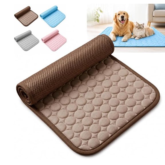 Pet Cooling Mat for Dogs Cats, Ice Silk Self-Cooling Pet Pad with Slip-Resistant Backing, Breathable Quilted Cooling Mat No Electricity Needed, Non-Toxic Cool Pet Bed for Indoor Outdoor