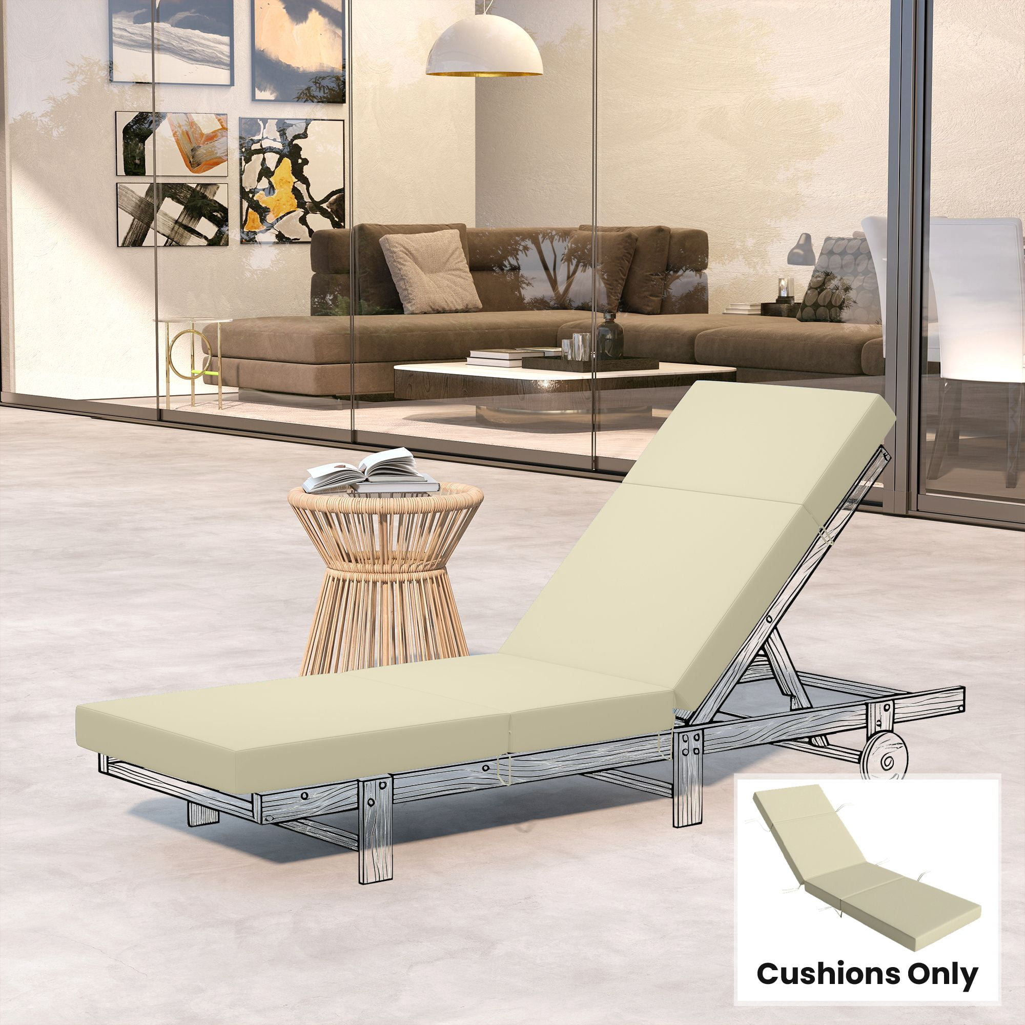 Alvantor Chaise Lounge Cushion 4" Lounge Cushion for Outdoor Patio 26" x 80 ", Cream White