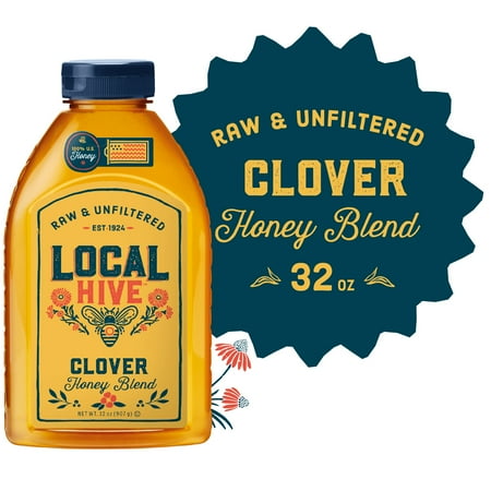 Local Hive, Raw & Unfiltered, 100% U.S. Clover Honey Blend,32 oz