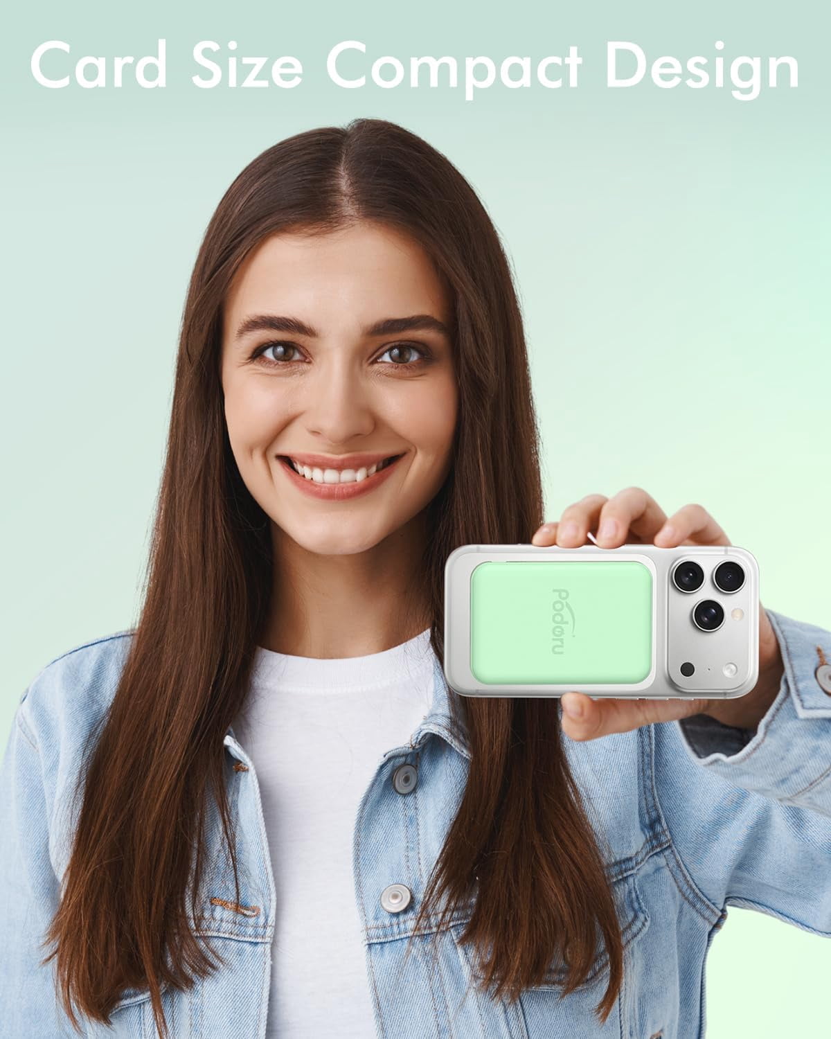 General for Magsafe Battery Pack, 5000mAh Magnetic Power Bank with Type-C Cable 20W PD Fast Charging Lighting Input Wireless Portable Charger for iPhone 17/16/15/14/13/12/ All Series-Green