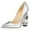 Silver Patent Leather, variant on FSJ Women Fashion Crystal Thick High Heel with Rhinestones Slip On Pointed Toe Studded Rivets Pumps Bridal Party Wedding Dress Shoes Size 8 Orange