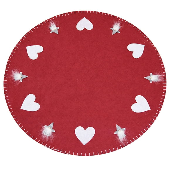 100cm Wool Felt Christmas Tree Skirt Felt Cloth Christmas Tree Base Decoration Apron Wrap - Hearts Pattern (Red)