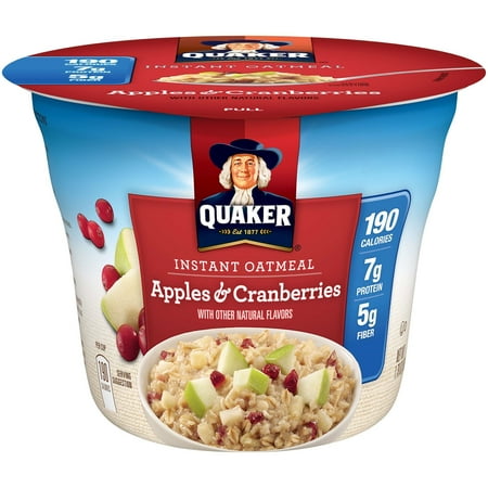 Quaker Instant Oatmeal Cup, Apples & Cranberries, 1.79 Oz (Pack of 12)