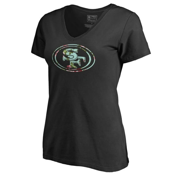 Women's Black San Francisco 49ers Lovely V-Neck T-Shirt