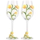 thumbnail image 1 of KAKOWELY 2 copas de licor para fiestas, copas altas para vino, copas con flores pintadas, copas de vino tipo flauta., 1 of 5