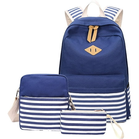 Causal Canvas Stripe Backpack Cute Teen Backpacks For Girls School Bag ...