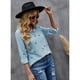 thumbnail image 5 of Blusa túnica de manga larga, camisa con cuello en V, elegante, con botones, informal, holgada, de manga larga, 5 of 7