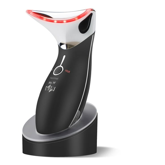 Ms.W Masseur de Cou Rouge, Masseur Facial avec Modes Chaud & Froid pour Soins de la Peau, Vibration pour Raffermir et Rajeunir la Peauï14noirï14