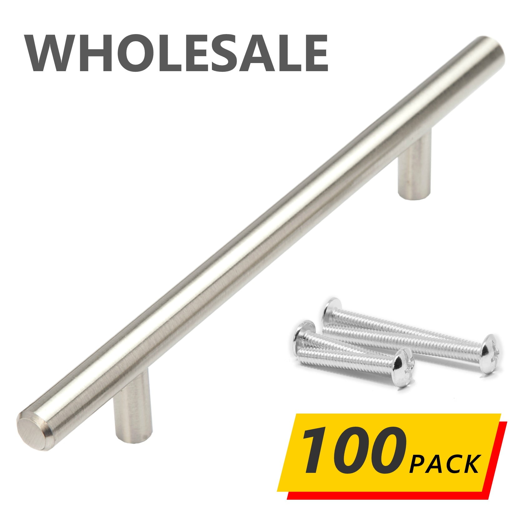 100 Pack 8" Stainless Steel T Bar Pulls 5 Inch Hole Center
