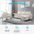 thumbnail image 4 of BALUS Ensemble de Canapé 2 Pcs, Sofa en L avec Ottomane de Rangement, Canapés 5 Places, Ensemble de Meubles de Salon, Lin, Beige, 4 of 6