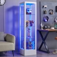 thumbnail image 3 of WOOW DEPOT 63" Heavy Duty Display Cabinet w/ Tempered Glass All Around & RGB LED Light & Lock 4-Tier Curio Cabinet Adjustable Shelves Metal Shelving Unit, 3 of 10