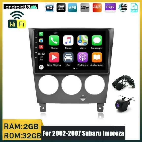 Car Stereo Radio for Subaru Impreza 2002-2007 9 Inch Android 13 Touchscreen Wireless Carplay, Car Radio 2 32G Wifi GPS Navigation Android Auto