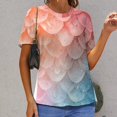 thumbnail image 6 of Mermaid Fish Scales Women's Short Sleeve T-Shirt Crew Neck Casual Summer Trendy Loose Fit Tops, 6 of 6