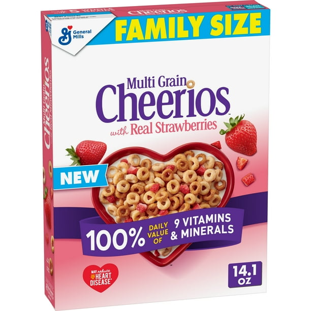 Multi Grain Cheerios with Strawberries Cereal, Gluten Free, 14.1 oz
