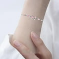 thumbnail image 2 of Adjustable Bow Bracelet for Women - Beaded Chain Friendship Bracelet with Charm - Trendy Pink & White Ribbon Bow Jewelry - Gift for Her Birthday, Christmas or Wedding, 2 of 6