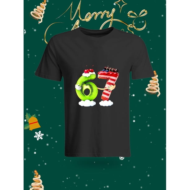 Fashionable and Personal 67 Number Pattern Printed Short-sleeve T-shirt, and Casual Unisex Comfortable Top. This T-shirt features a unique design with the numbers 6 and 7 creatively made to look like