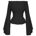 thumbnail image 2 of Blusa renacentista para mujer, top con corsé, cintura medieval, victoriana, hombros descubiertos, camisa de manga larga, disfraces de pirata para Cosplay y Halloween, 2 of 5