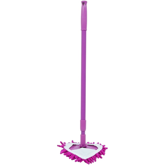 FOMIYES Triangular Purple Telescopic Mop with Super Absorbent Chenille Head for Floor and Glass