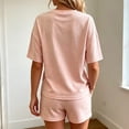 thumbnail image 4 of Lounge sets for women, Crew Neck Drop Shoulder Top and High Waist Shorts, Casual Summer 2 Piece Loungewear Set(Light Blue,XL), 4 of 4