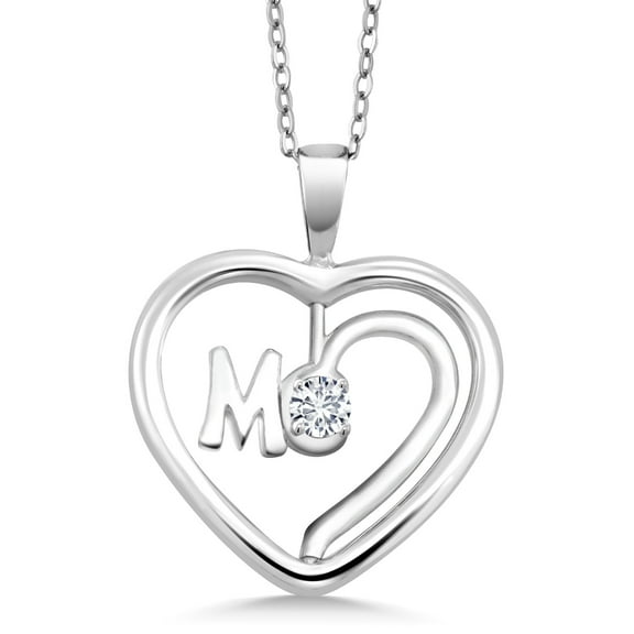 Gem Stone King 0.17 Ct Round E-F Lab Grown Diamond 925 Sterling Silver Spinning MOM Pendant Necklace with Chain