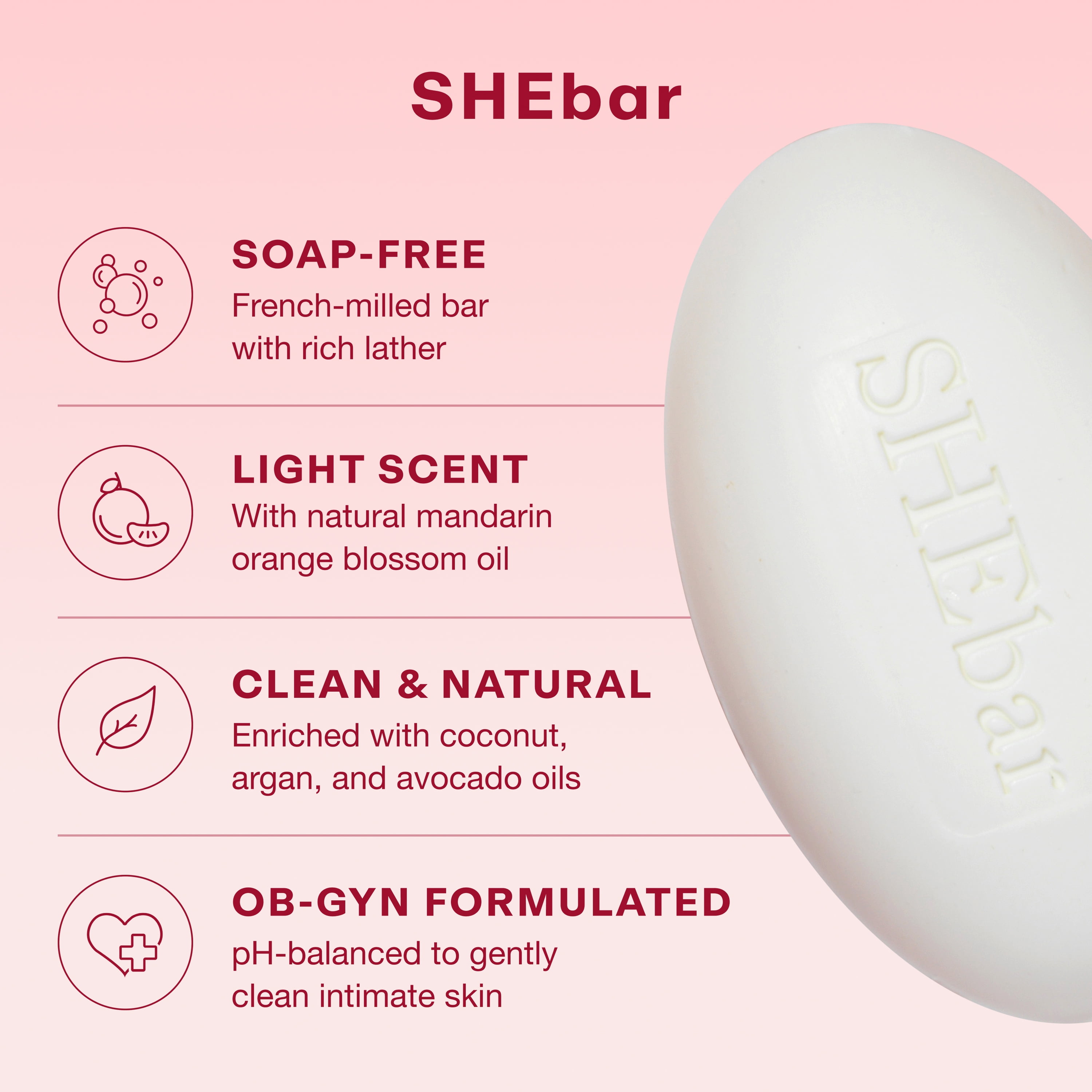 Joylux Shebar Intimate Feminine Wash, pH-Balanced Formula, Clean & Gentle Ingredients, 3.2 oz Bar