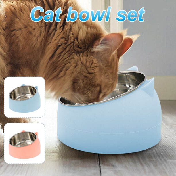 ZTOO Pet Dog Cat Dog Feeder Bowl Stainless steel Slant Opening Elevated
