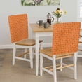 thumbnail image 5 of White Diamond Lattice Chair Back Covers Set of 8, Orange Blue Retro Plaid Texture Stretch Dining Chair Back Slipcovers Removable Seat Cover for Kitchen Restaurant Hotel Cafe, 5 of 9
